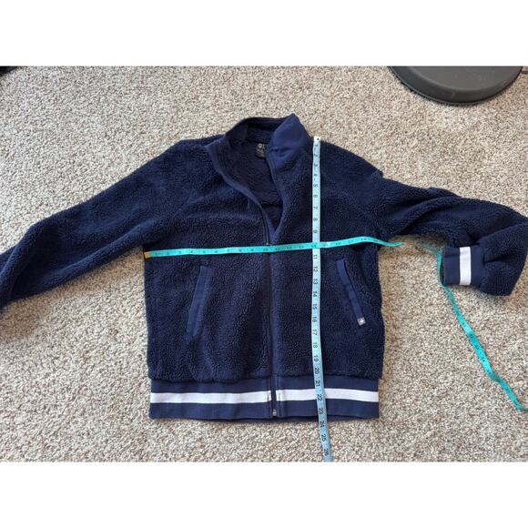 FIGS BAFIA Varsity Sherpa Fleece Jacket; Size Small; Full Zip; Navy Blue Scrubs - Picture 3 of 13